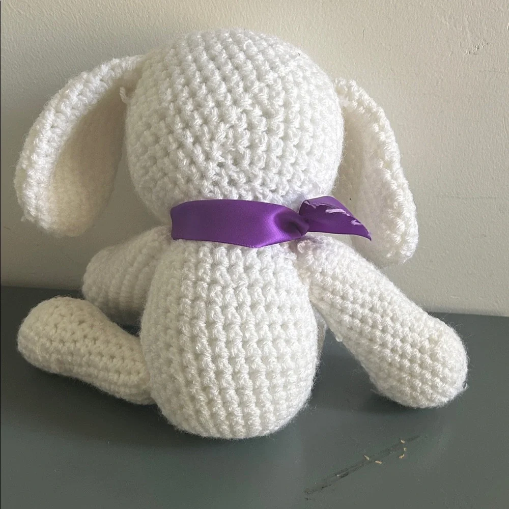 Handcrafted White Crochet Dog Plushie